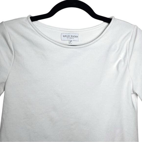 Ripley Rader White Off White Ponte Knit Short Sleeve Relaxed Extended Top 1 XS - Picture 5 of 10